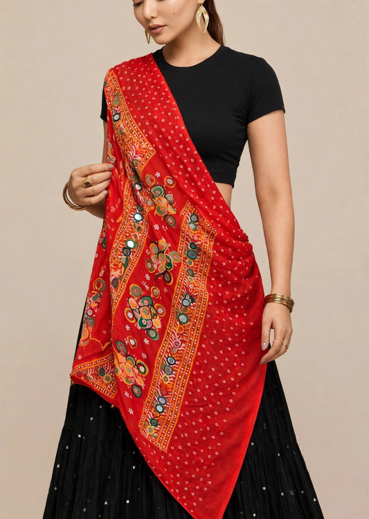 Raasika Black & Red Garba Lehenga Set