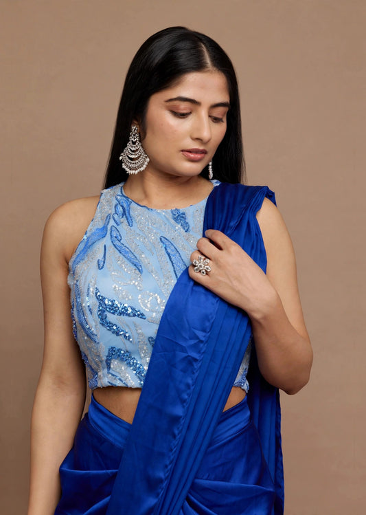 Royal Blue Draped Saree