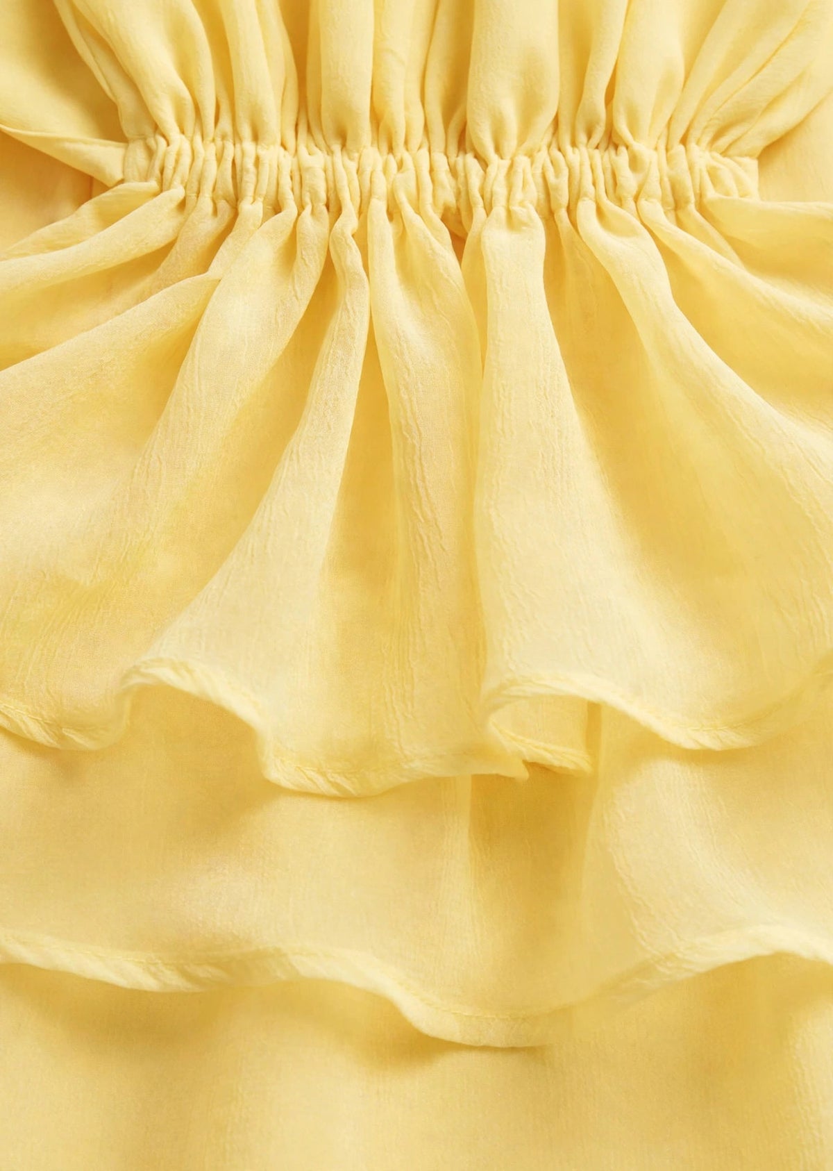 Butter Yellow Georgette Halter Neck Layered Mini Dress