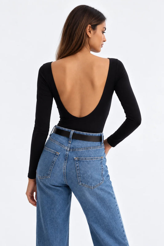Black Deep Back Bodysuit