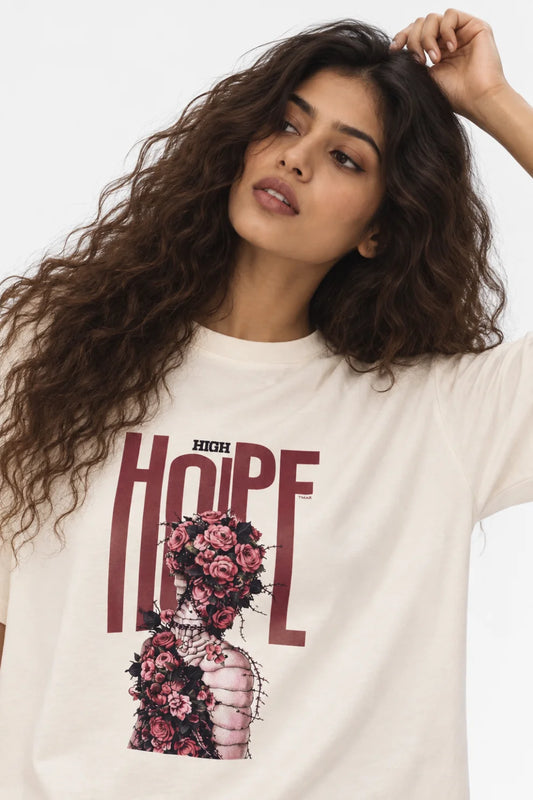 HOPE Floral Sculpture Tee – Baby Pink