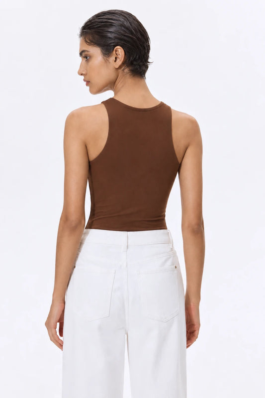 Rust Brown Racerback Bodysuit