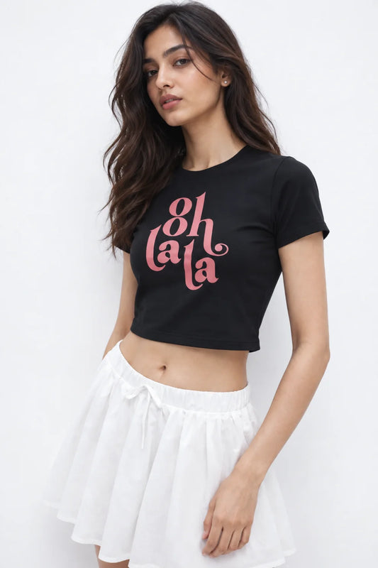 Women Ooh La La Graphic Crop t-shirt Top