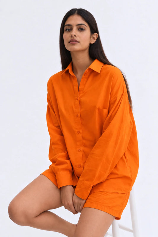 Women Shirts & Shorts Co-Ord Sets- orange