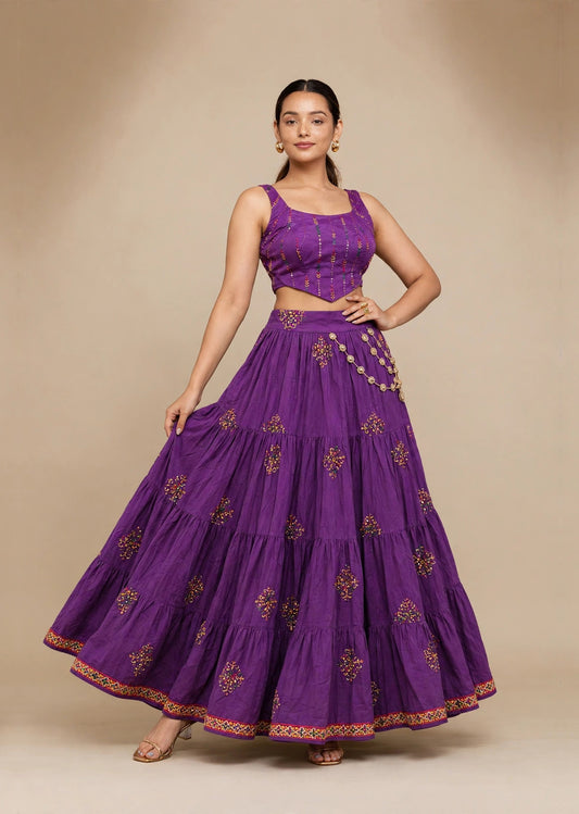 Vanya Purple Embroidered Lehenga Set