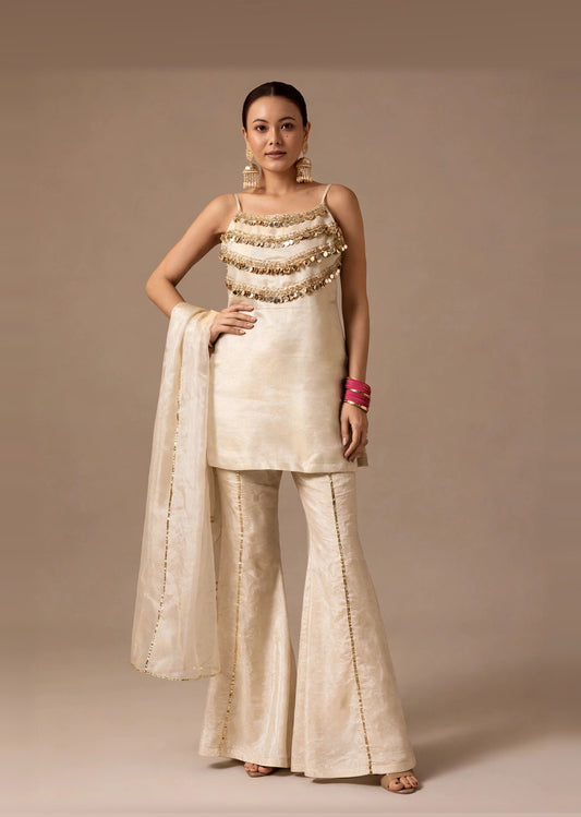Champagne Mirror Sharara Set