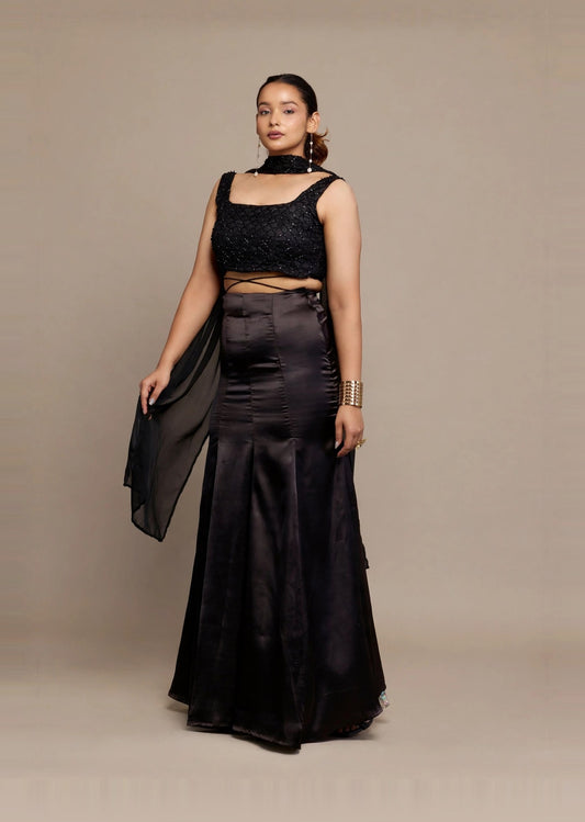 Black Sequin Drape Set