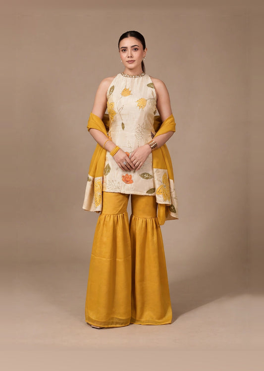 Champagne Beige Farshi Salwar Set