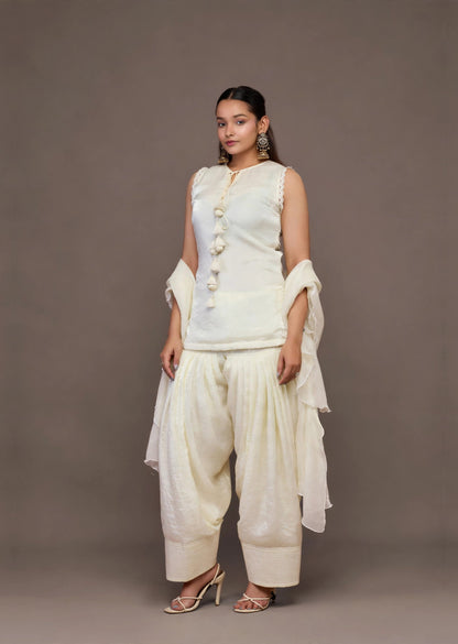 Ivory Tissue Kurta Set