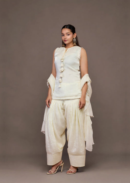 Ivory Tissue Kurta Set