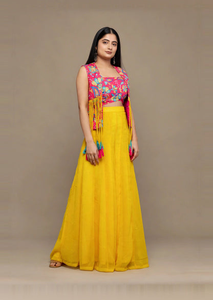 Mustard & Pink Lehenga
