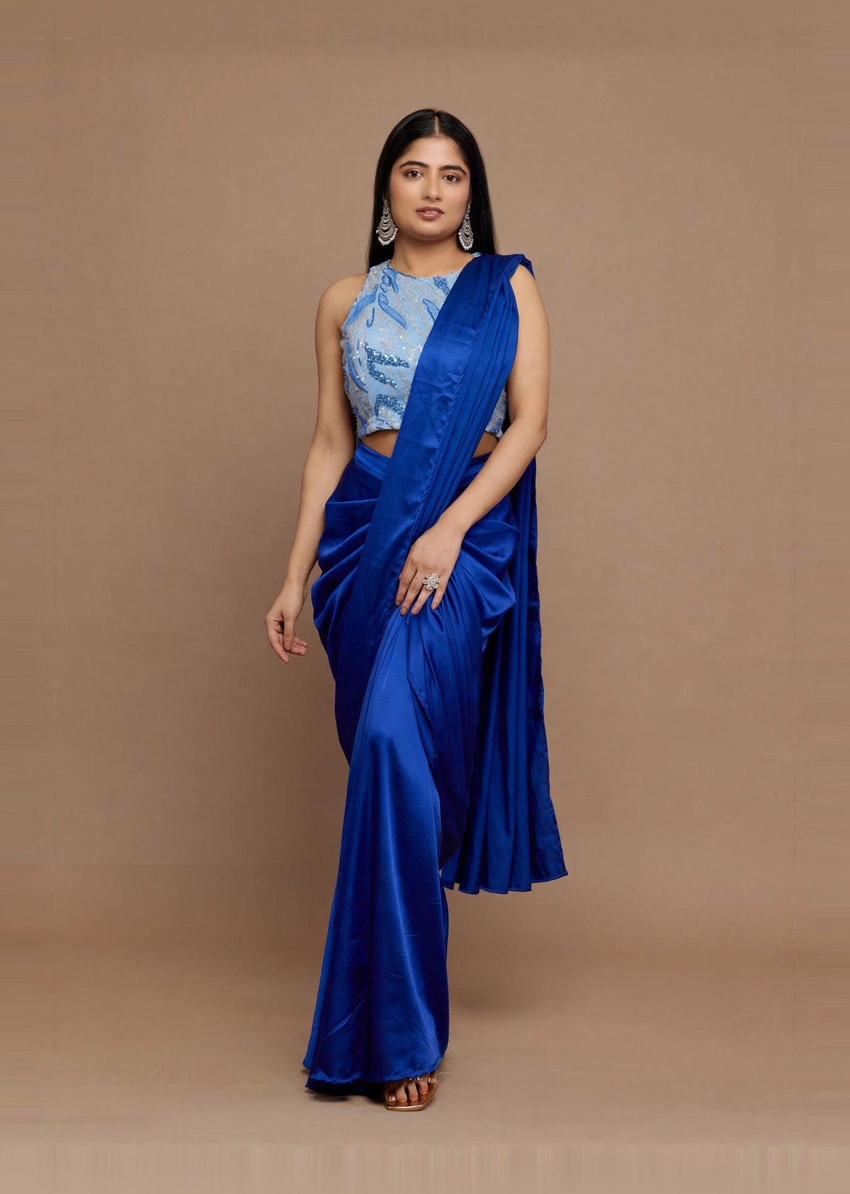 Royal Blue Draped Saree