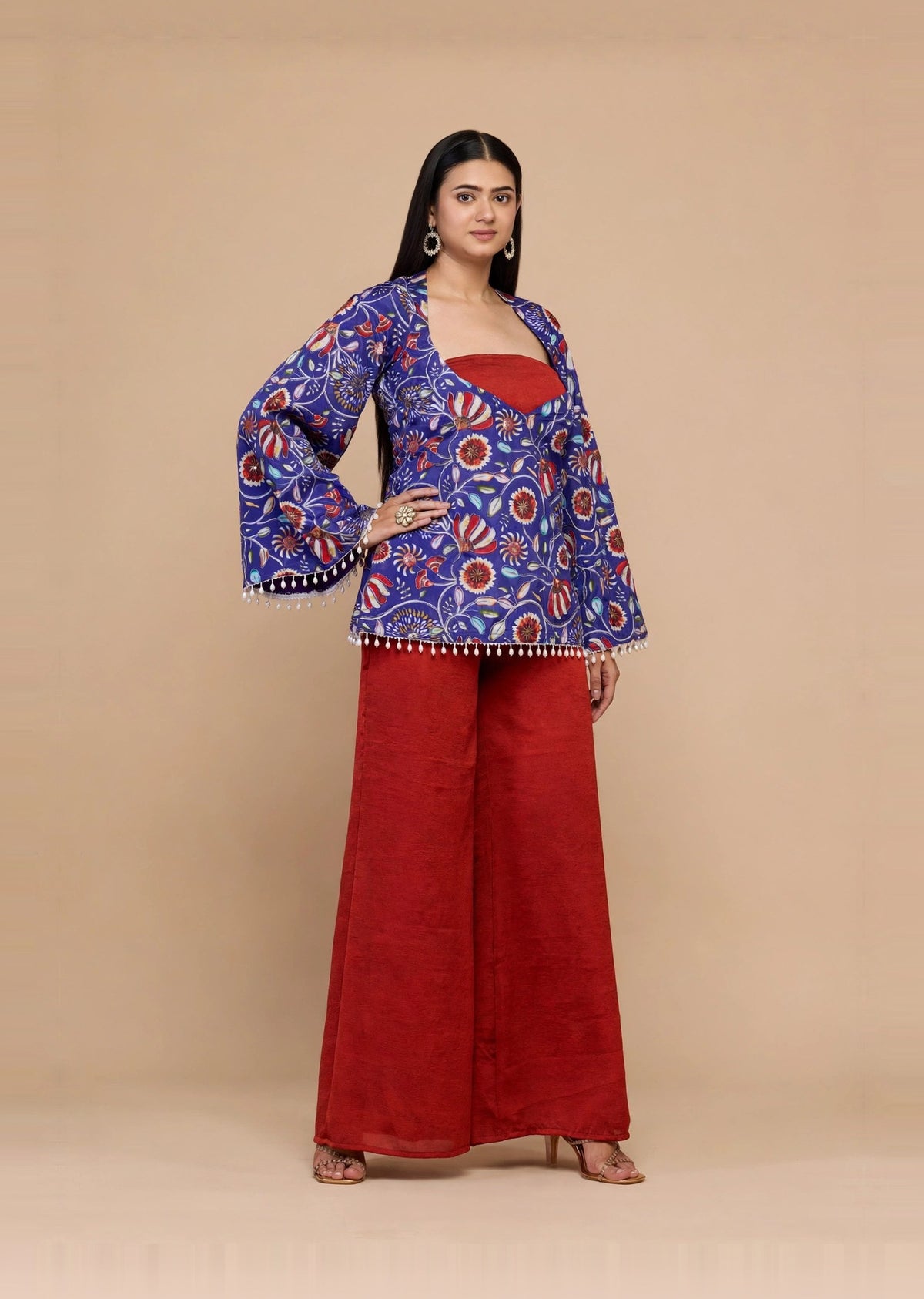 Blue Floral Kurti Set