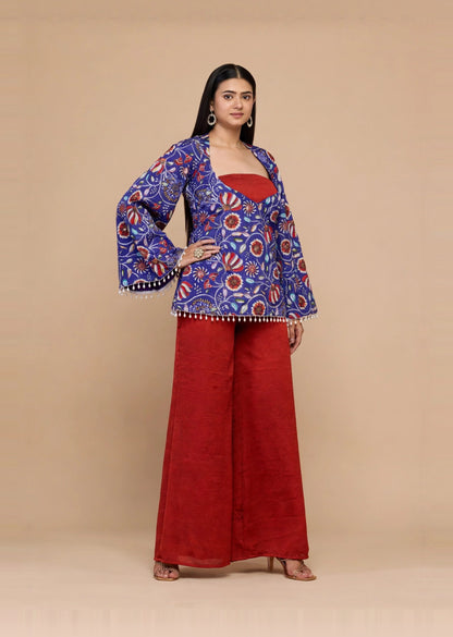 Blue Floral Kurti Set