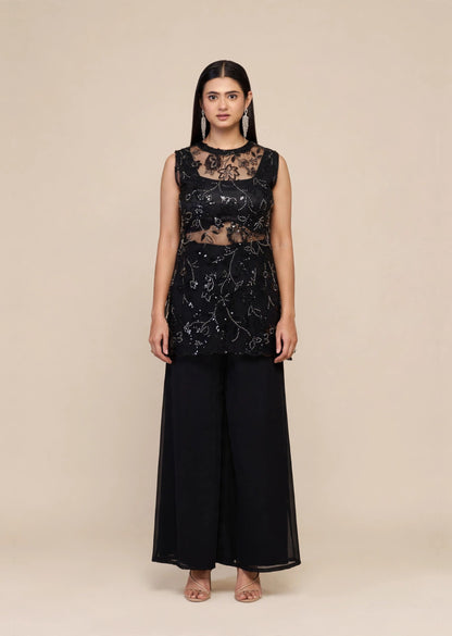 Black Sequin Tunic Set