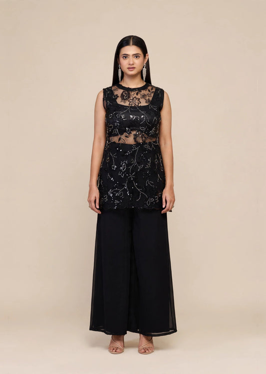 Black Sequin Tunic Set