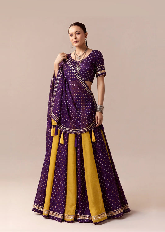 Mustard Bandhani Lehenga Set