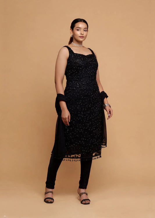 Black Sequin Kurta Set