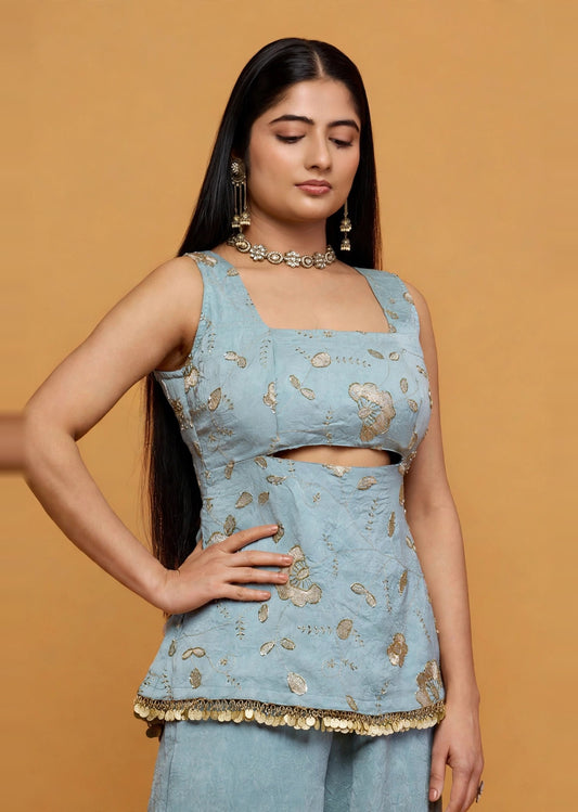 Dusty Blue Kurti Set