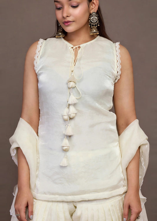 Ivory Tissue Kurta Set