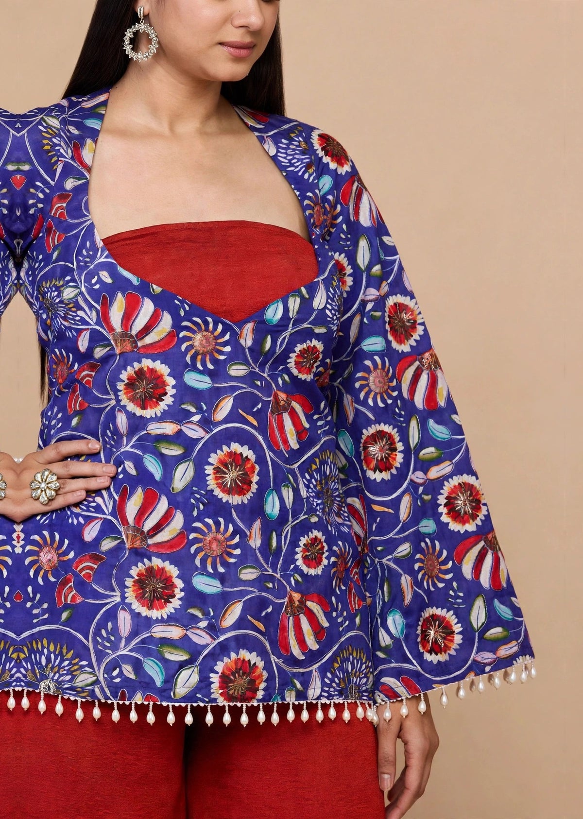 Blue Floral Kurti Set