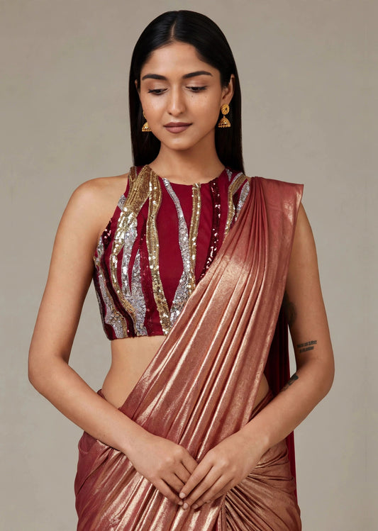 Rose Gold Draped Saree