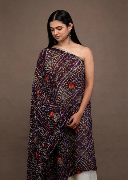 Navy Bandhani Set