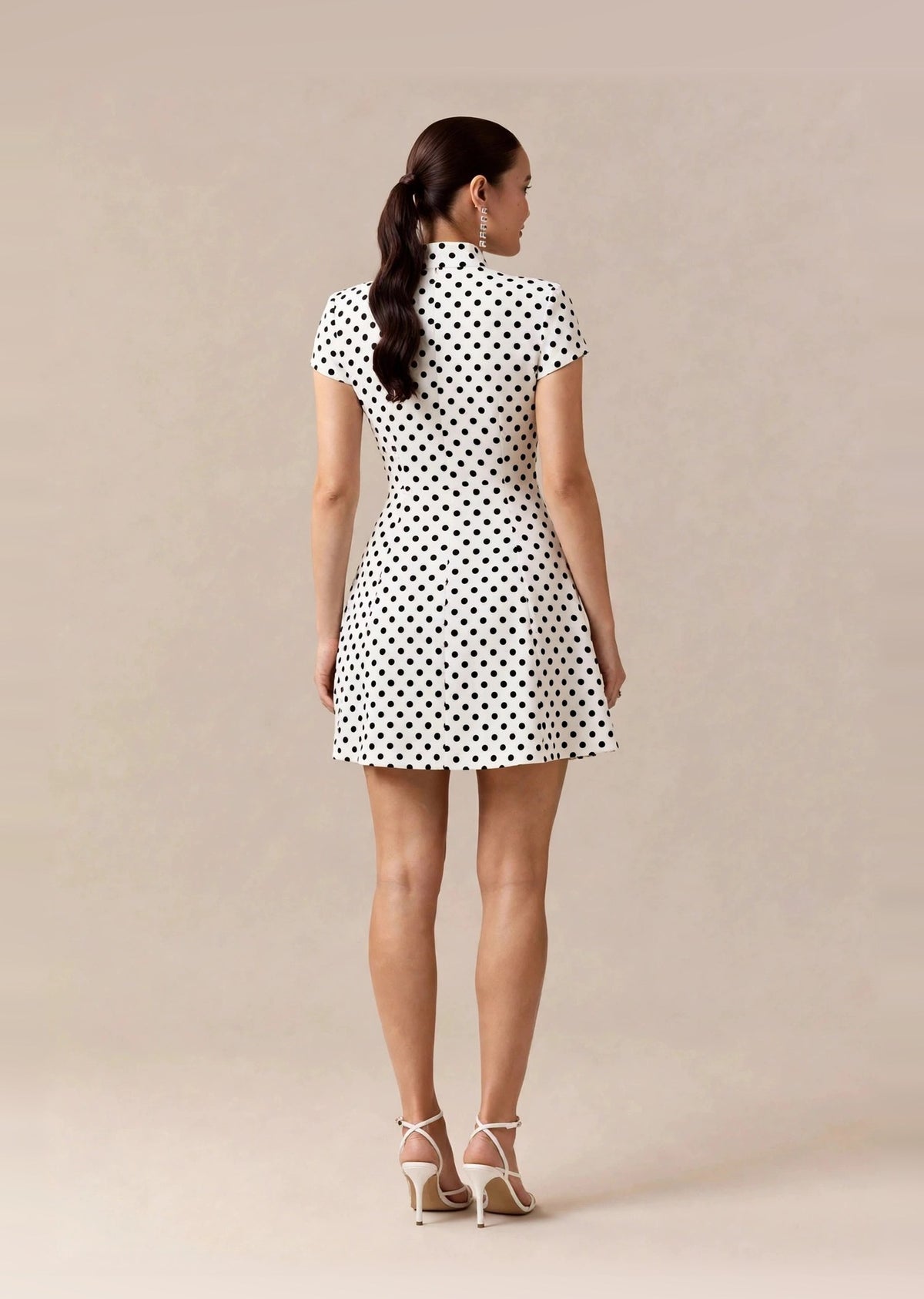 Black & White Polka Dot Square Neck Mini Dress