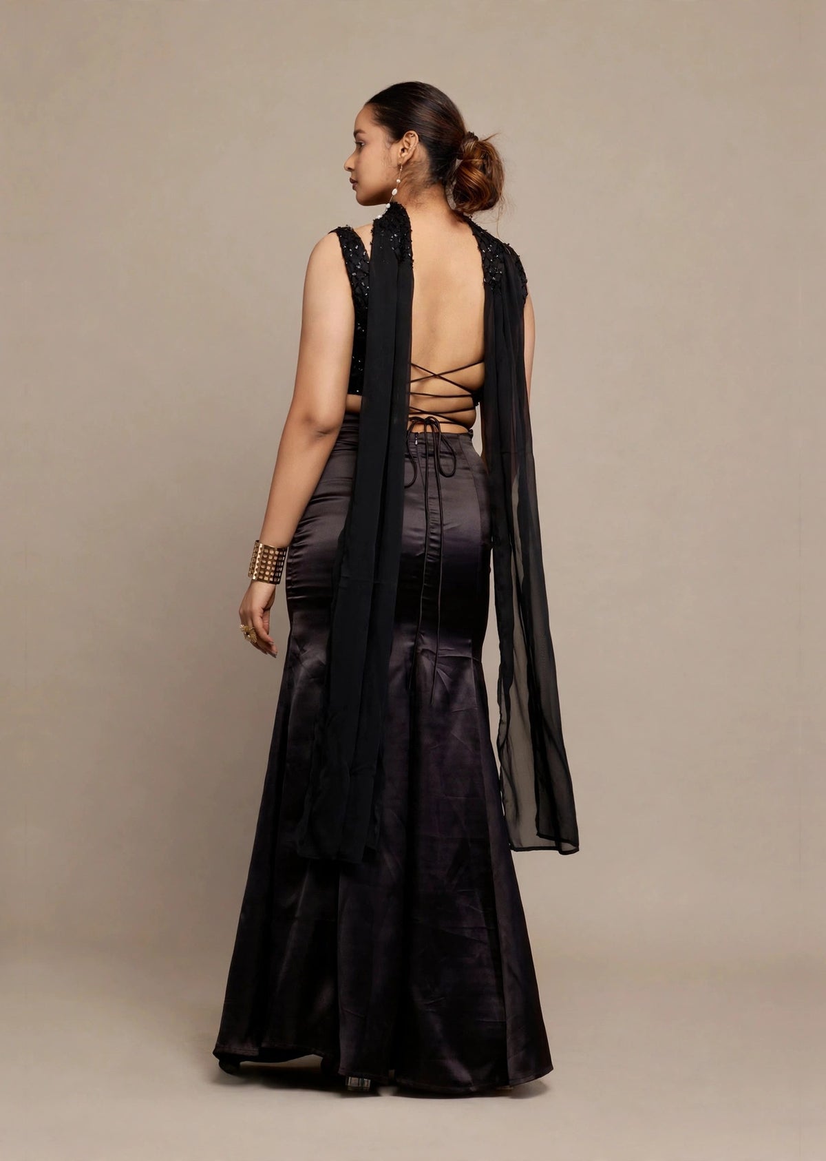Black Sequin Drape Set