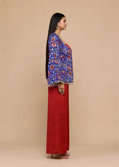 Blue Floral Kurti Set