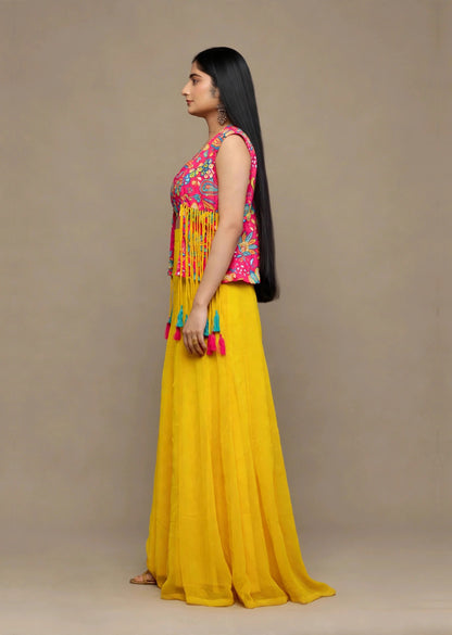 Mustard & Pink Lehenga