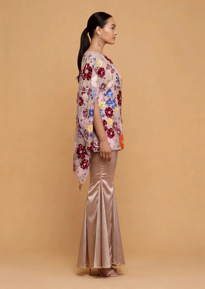 Grey Floral One-Shoulder Set
