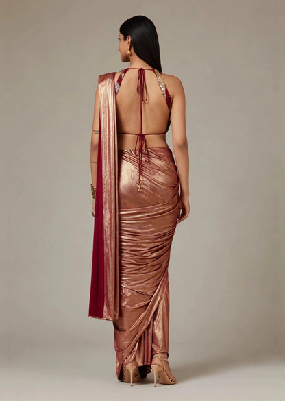 Rose Gold Draped Saree