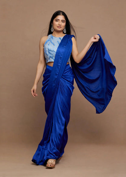 Royal Blue Draped Saree