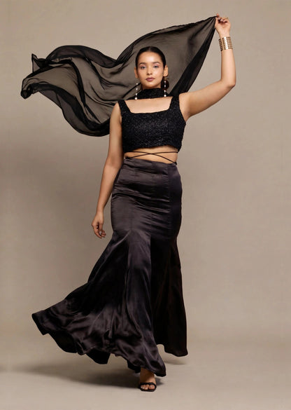 Black Sequin Drape Set