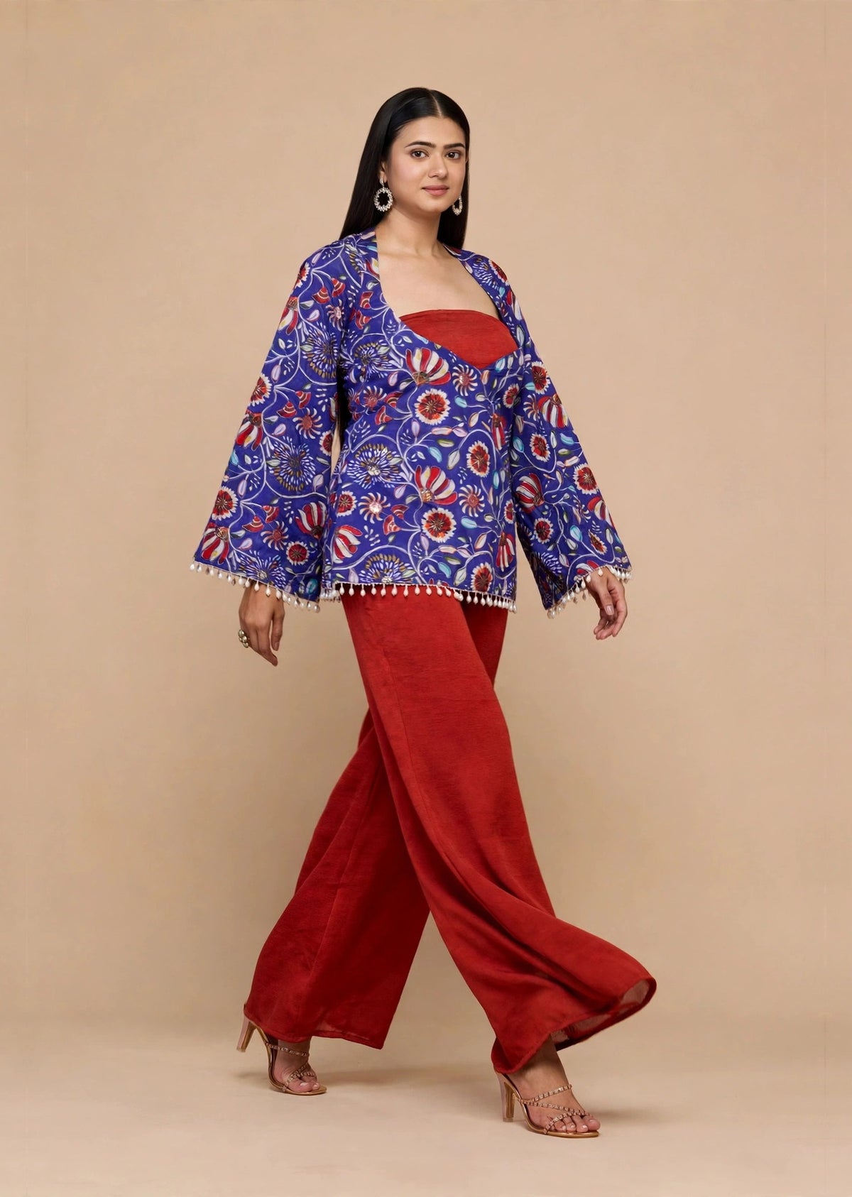 Blue Floral Kurti Set