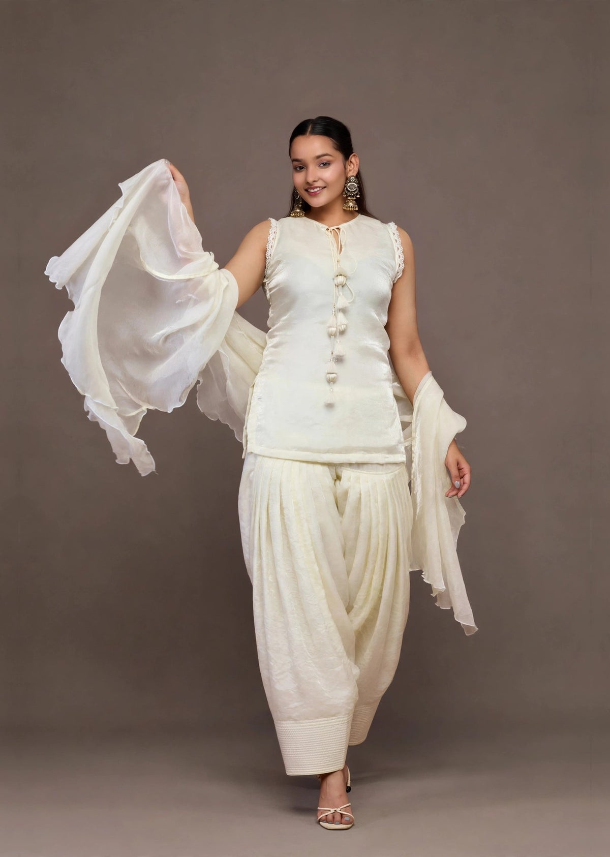 Ivory Tissue Kurta Set