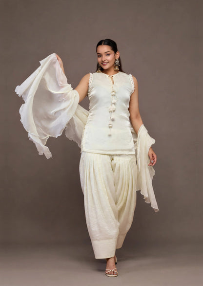 Ivory Tissue Kurta Set
