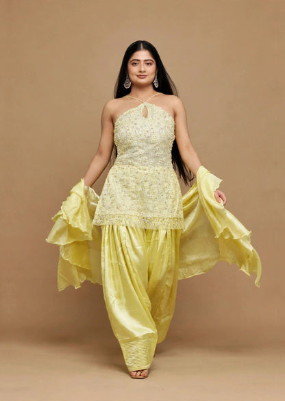 Butter Yellow Halter Set