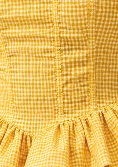 Yellow Ruffle Gingham Mini Dress