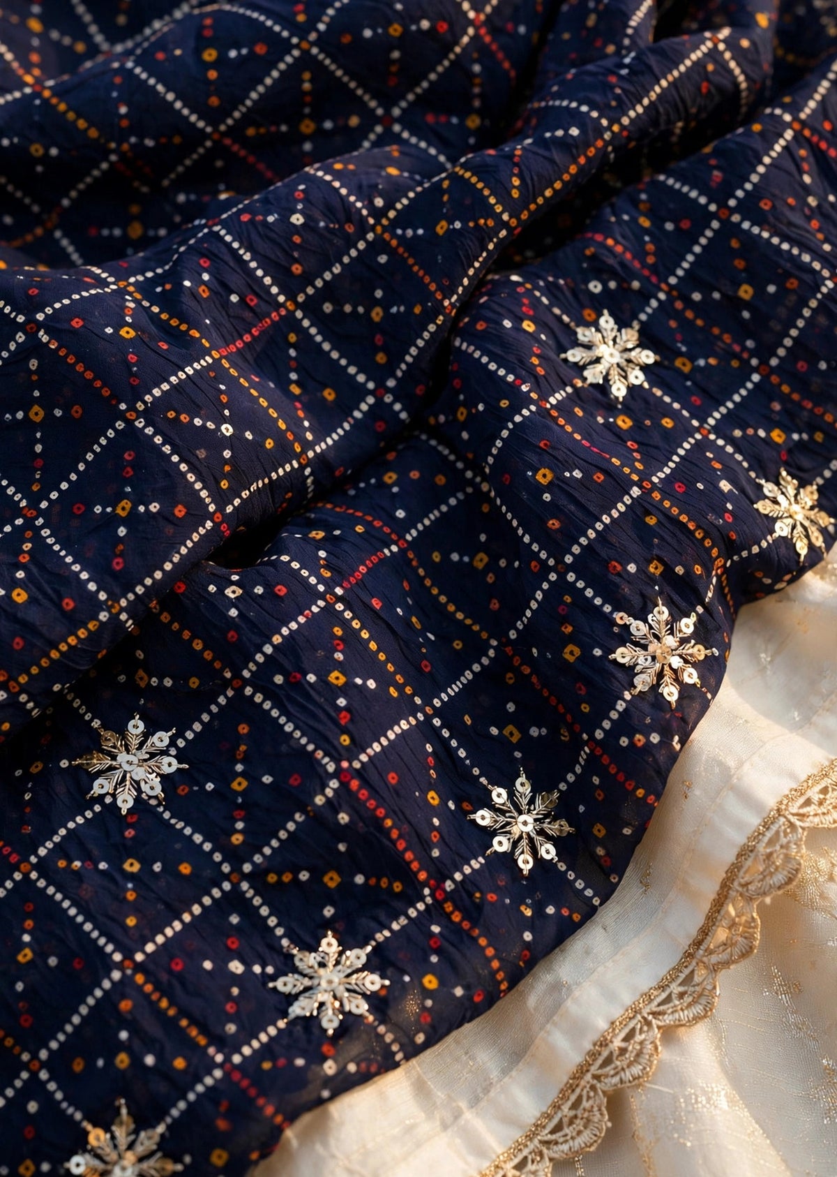 Navy Bandhani Set