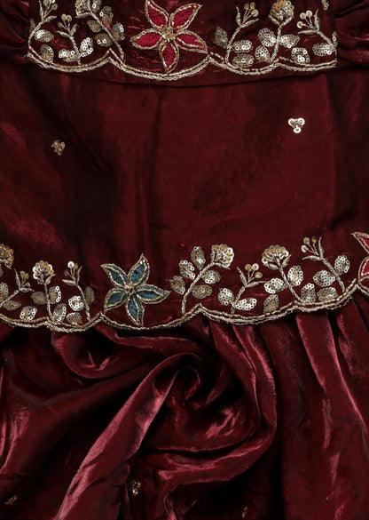 Wine Zari Kurta Set