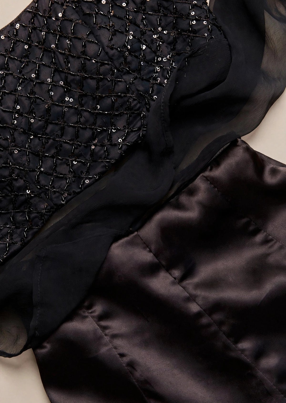 Black Sequin Drape Set