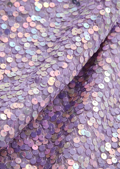 Lavender Sequin Square Neck Spaghetti Strap Mini Dress