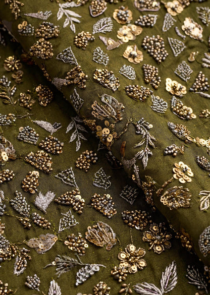Olive Sequin Skirt Set