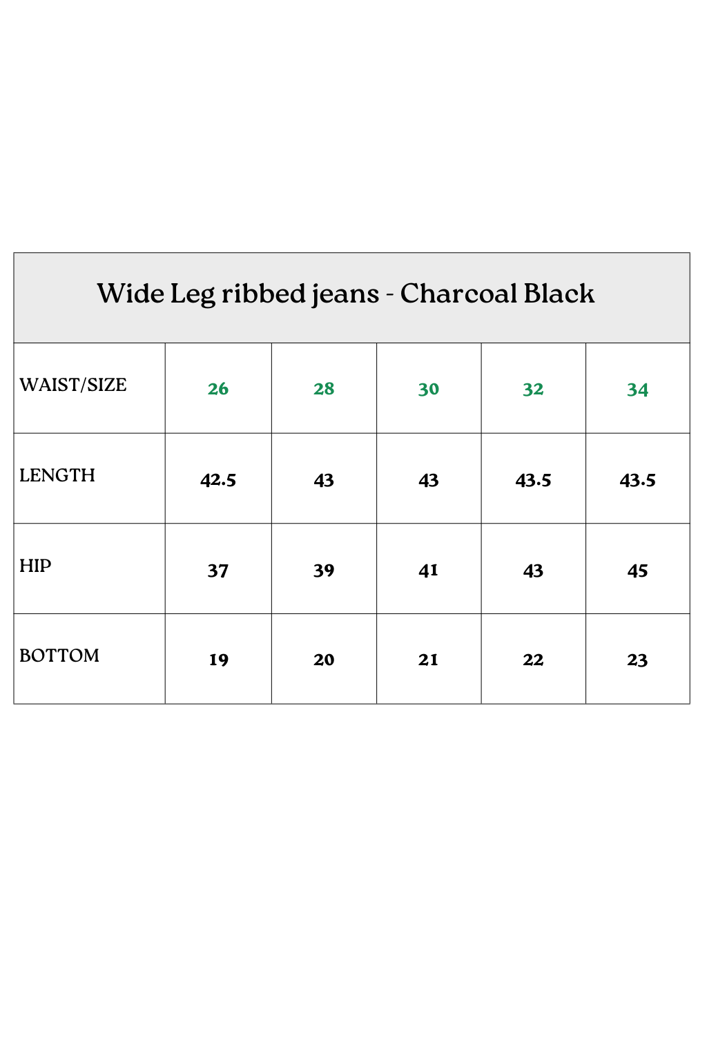 WIDE Leg ribbed jeans - Charcoal Black