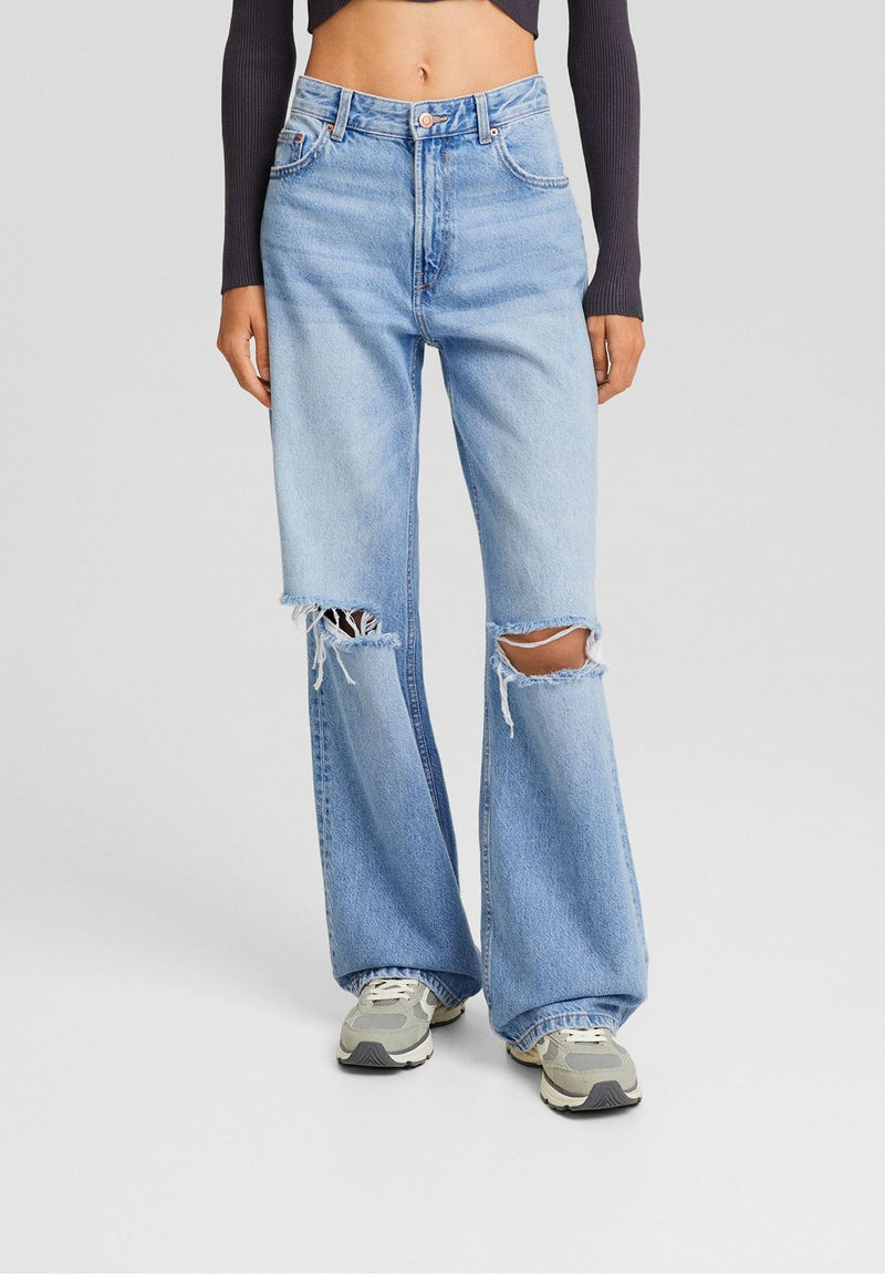 WIDE Leg ribbed jeans - Light  blue