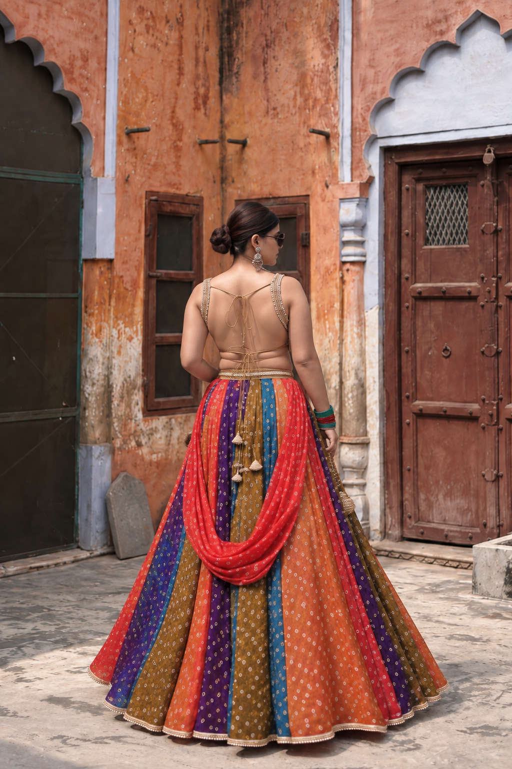 Rangrez Multicolor Bandhani Lehenga Set