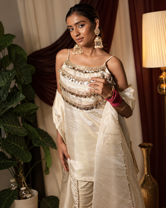 Champagne Mirror Sharara Set
