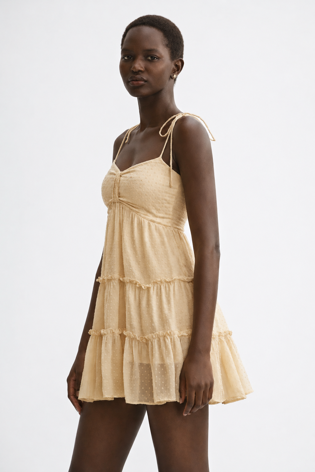 Women Beige Layer tier Mini dress
